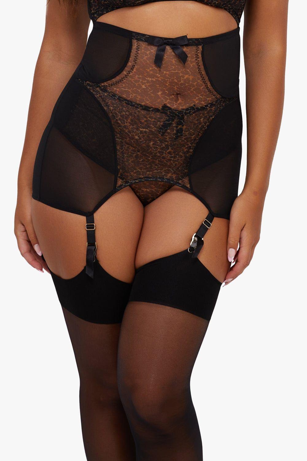 Hazel Leopard Print Girdle by BETTIE PAGE LINGERIE