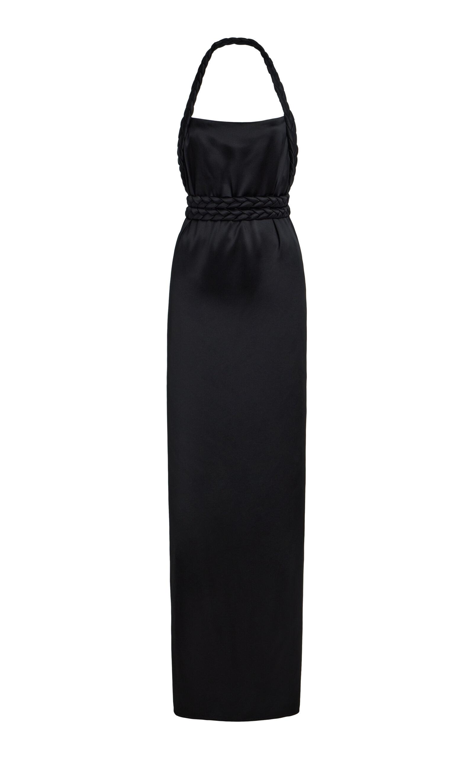 BEVZA Kosa Rope-Detailed Satin Maxi Halter Dress - Moda Operandi by BEVZA