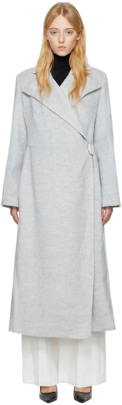Gray Double Long Coat by BEVZA