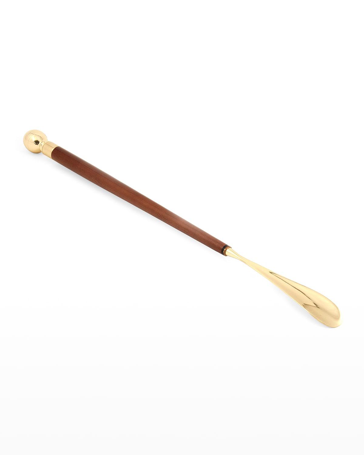 Teak Wood Shoe Horn w/ Brass Accents by BEY-BERK