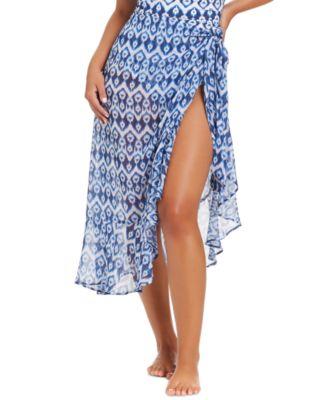Women's Fine Ikat Chiffon Long Ruffle Pareo by BEYOND CONTROL Women's Fine Ikat Chiffon Long Ruffle Pareo by BEYOND CONTROL