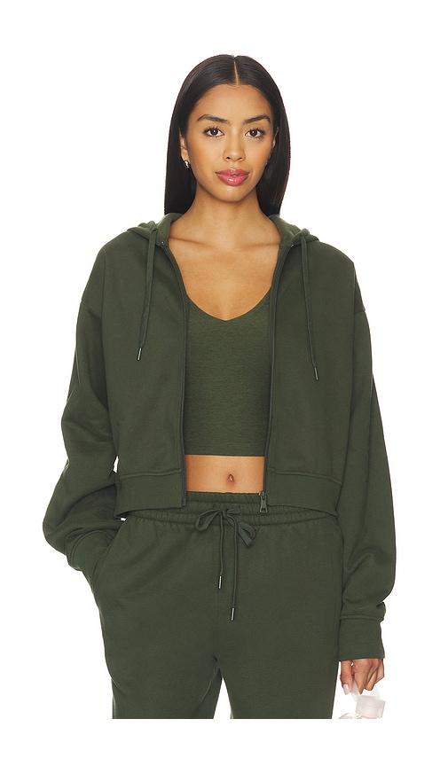 Beyond Yoga Luxe Fleece Zip Up Hoodie in Dark Green by BEYOND YOGA
