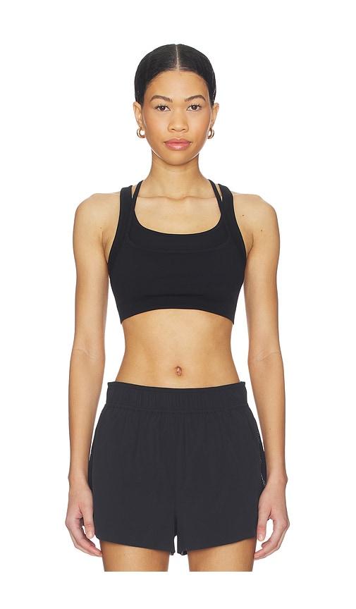 Beyond Yoga Seamless Double Layer Mesh Bra in Black by BEYOND YOGA