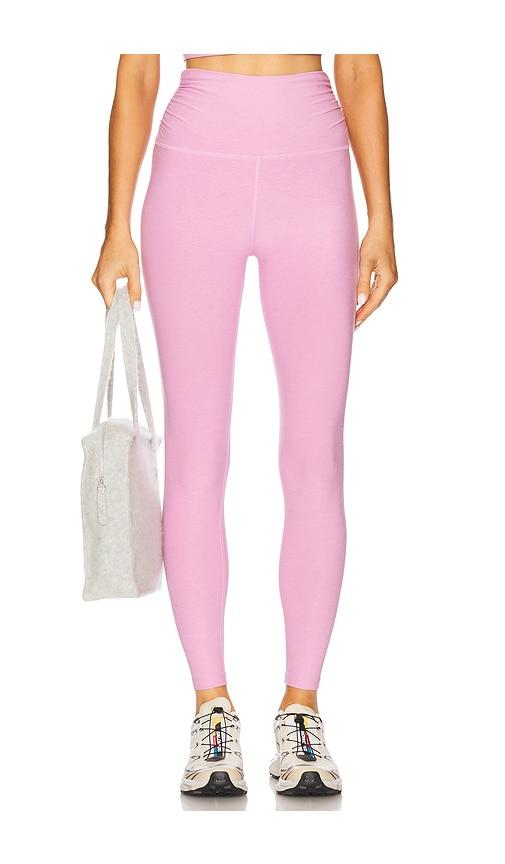Beyond Yoga Spacedye Raise The Barre Shirred Legging in Pink by BEYOND YOGA