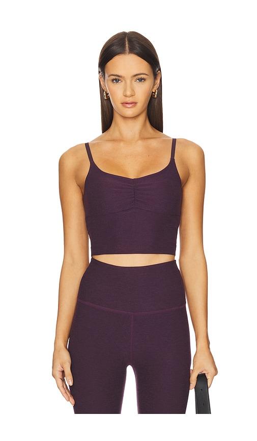 Beyond Yoga Spacedye Raised The Barre Shirred Cropped Tank Top in Purple by BEYOND YOGA