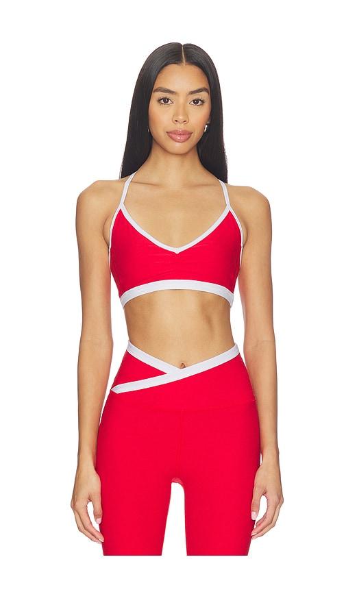 Beyond Yoga Spacedye Shirred Colorblock Bra in Red by BEYOND YOGA
