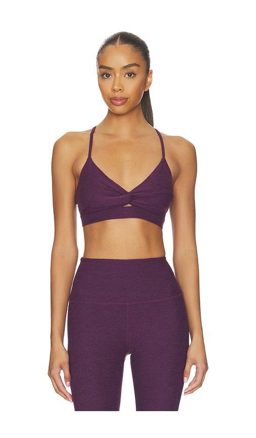 Beyond Yoga Twist Front Strappy Bra in Purple by BEYOND YOGA