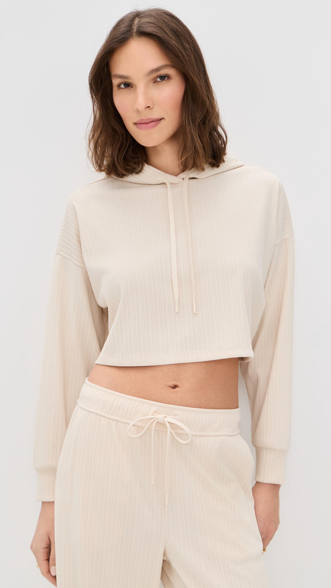 Breathe Easy Ribbed Cropped Hoodie by BEYOND YOGA