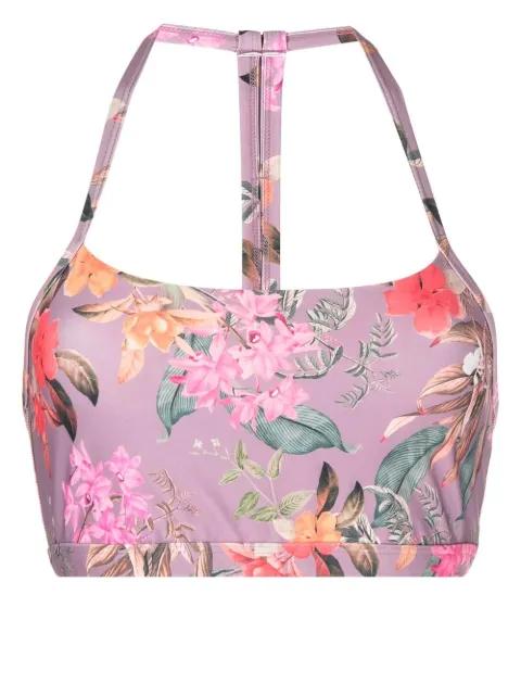 floral-print halterneck bralette by BEYOND YOGA