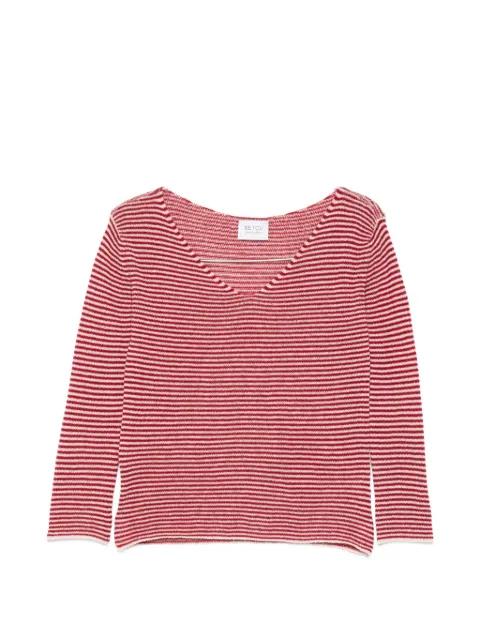 striped V-neck sweater by BEYOU