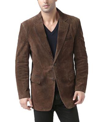 Men's Men Cliff Classic Two-Button Suede Leather Blazer by BGSD