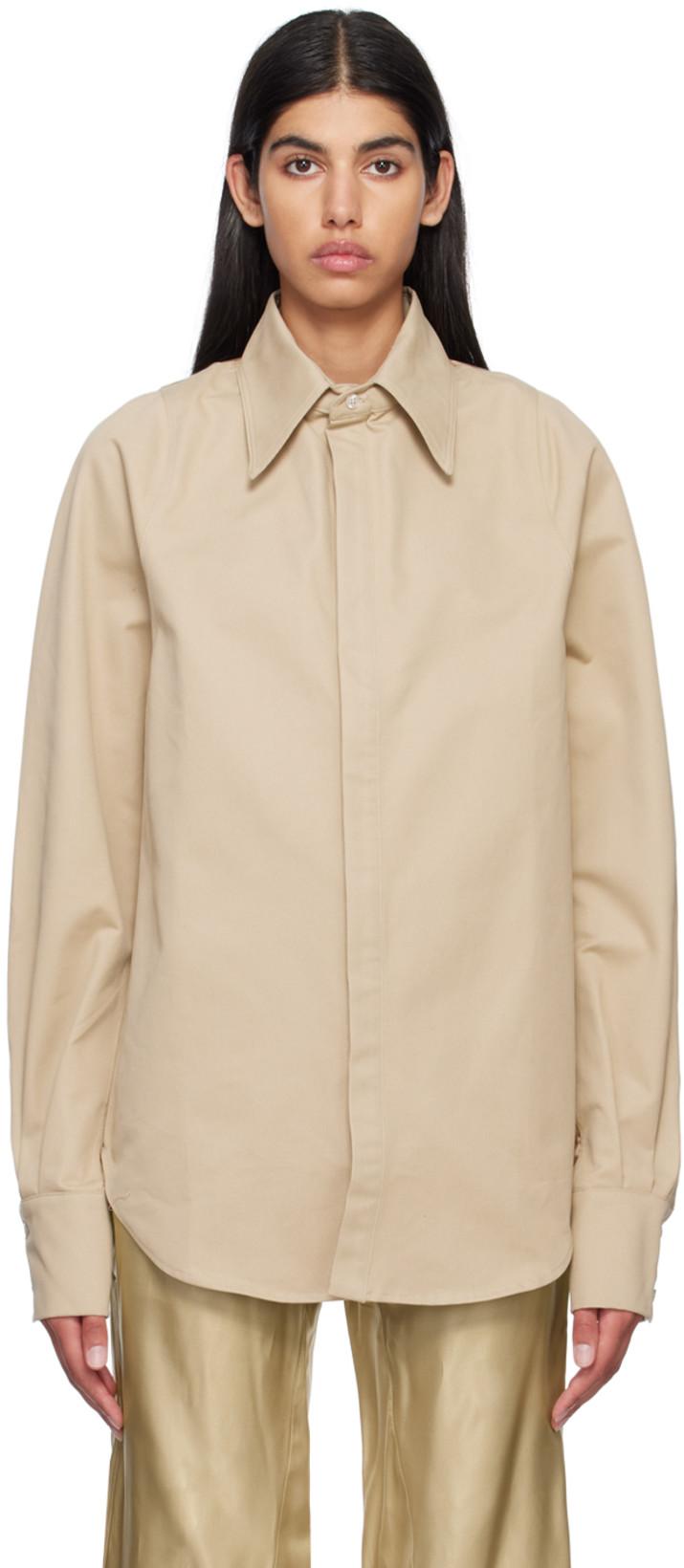 Beige Row Back Shirt by BIANCA SAUNDERS