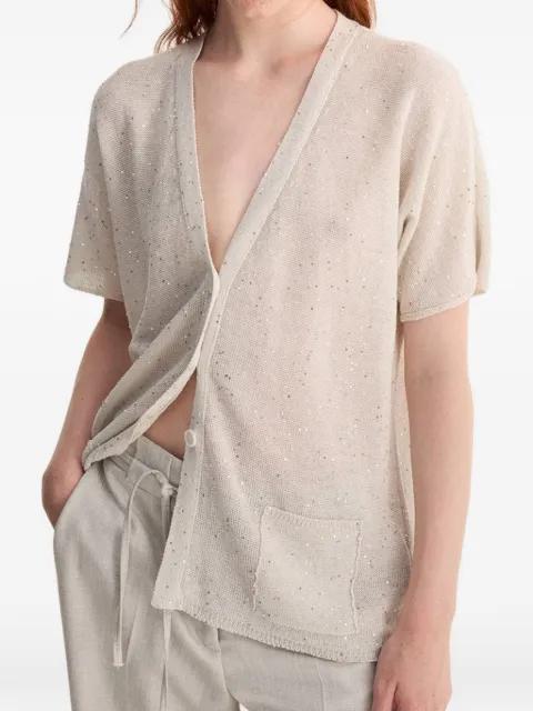 sequin-embellished short-sleeve cardigan by BIANCALANCIA