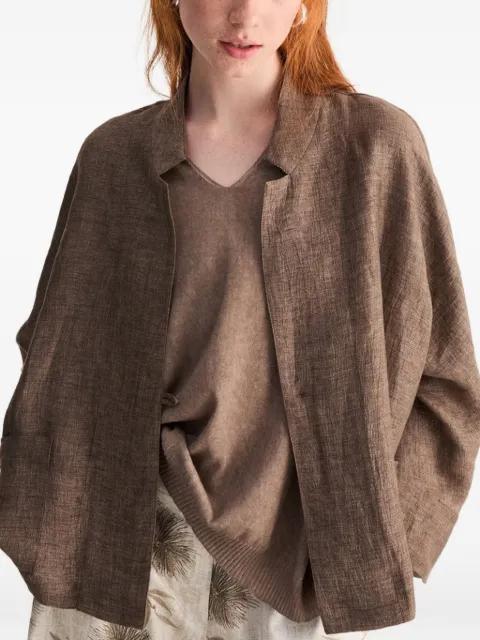slub-texture collarless jacket by BIANCALANCIA