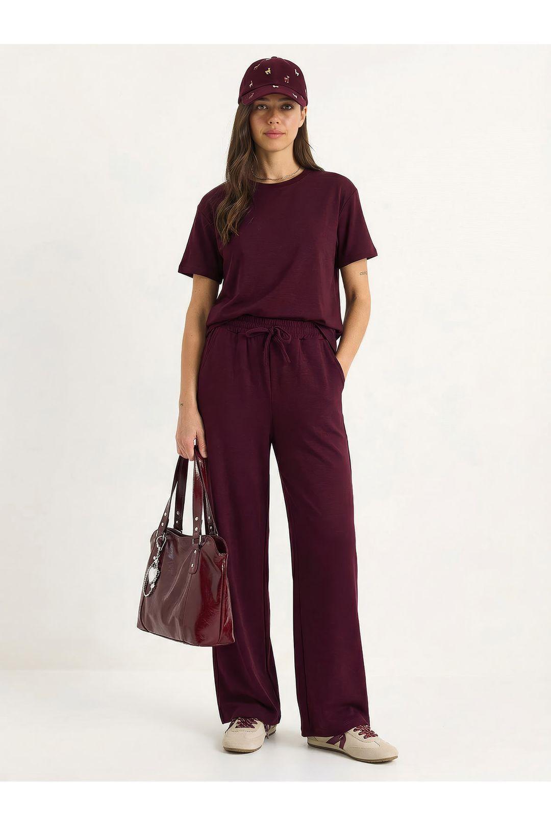 Crew Neck T-Shirt and Pants Two-Piece Set by BIANCO LUCCI
