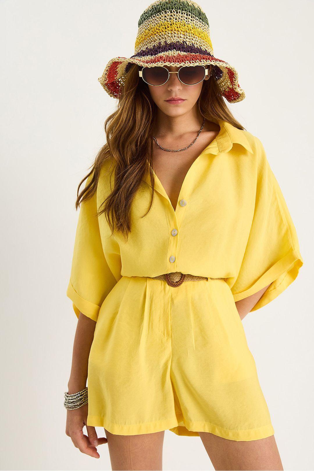 High Waist Buttoned Two-Piece Coord Set by BIANCO LUCCI