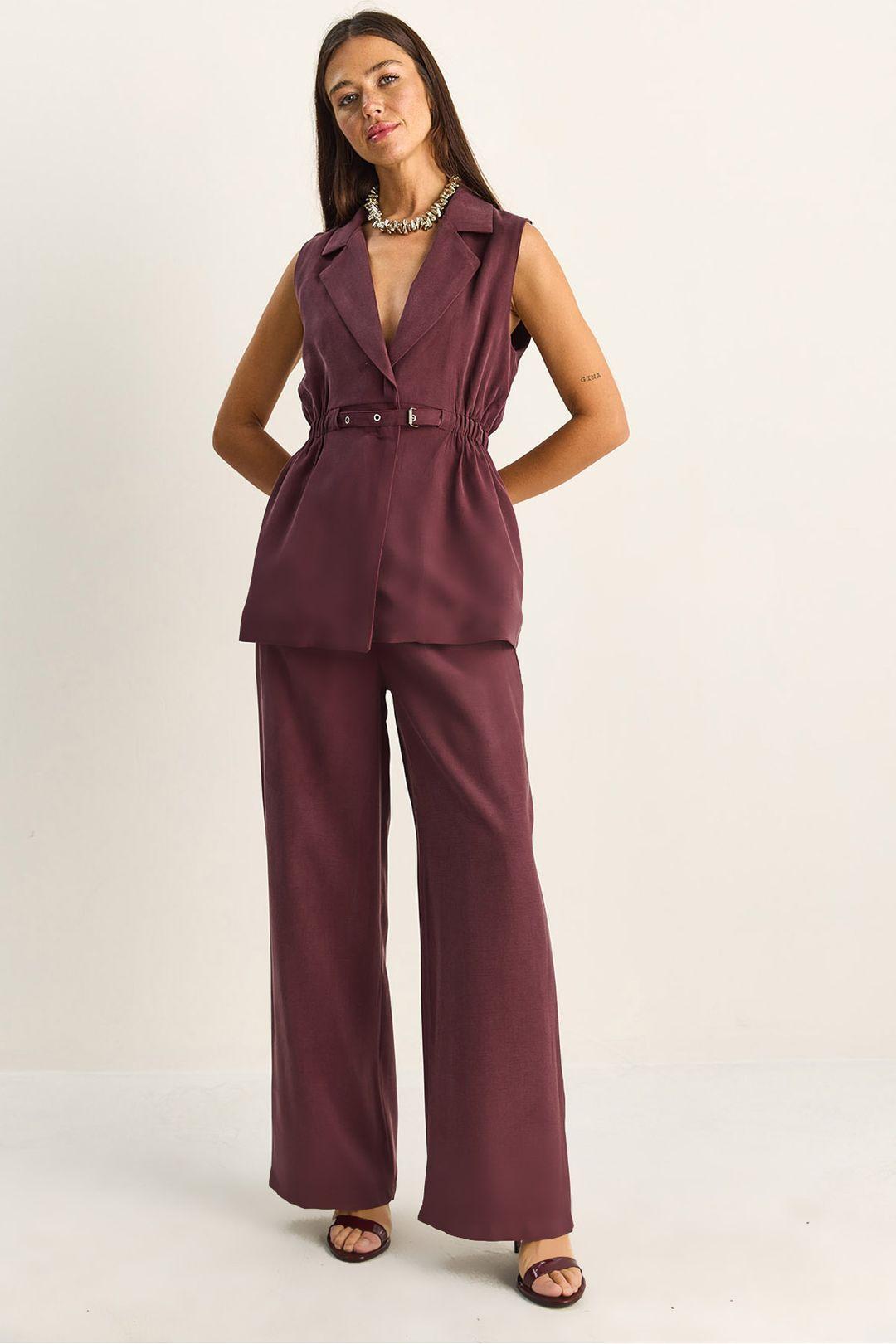High Waist Wide Leg Co-ord Set with Jacket Collar by BIANCO LUCCI