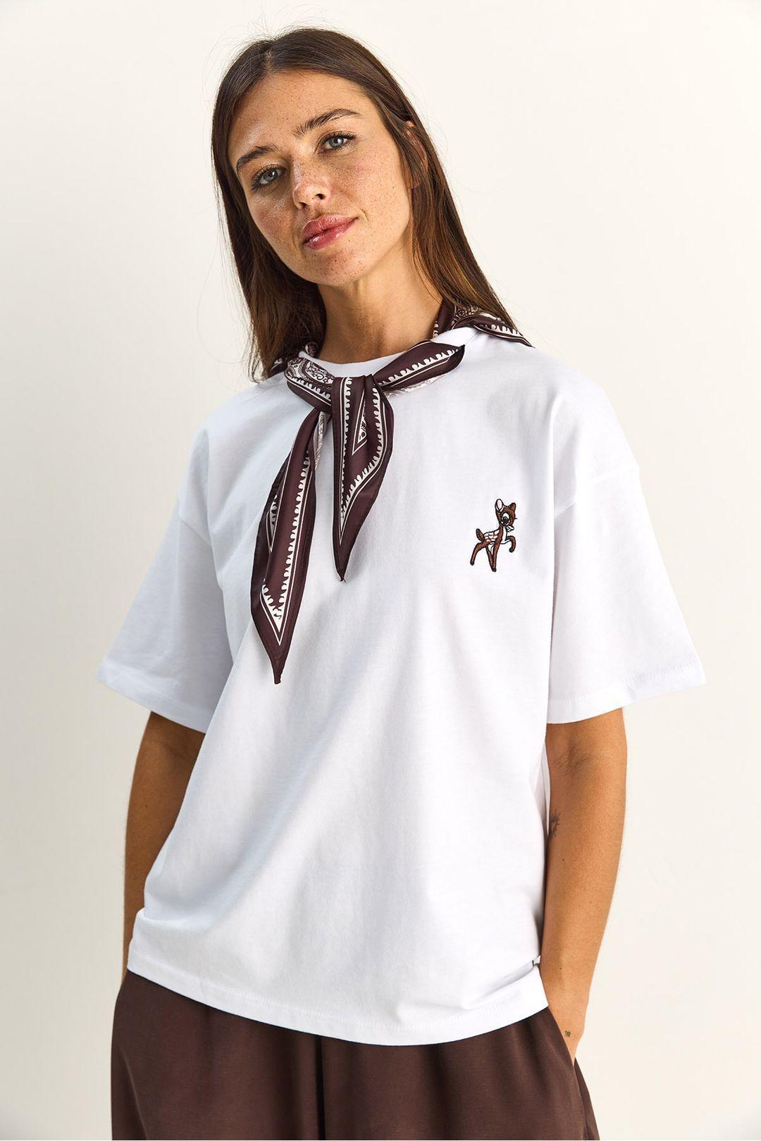 Loose Fit Crew Neck Embroidered T-Shirt by BIANCO LUCCI