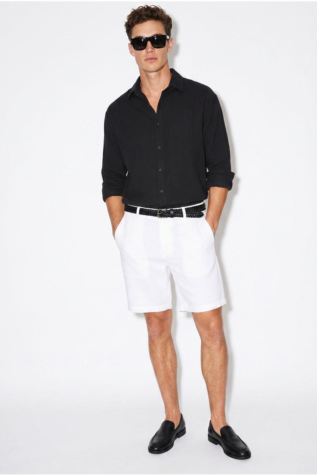 Oversized Textured Button-Front Shirt by BIANCO LUCCI