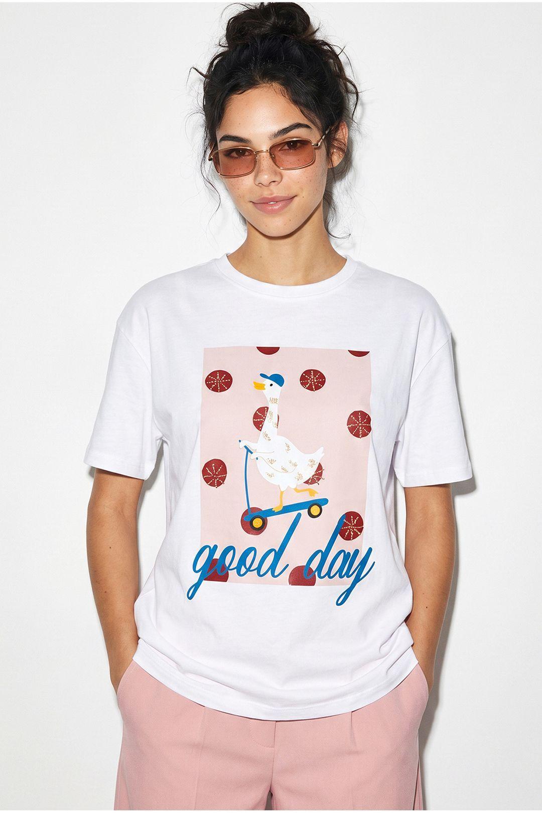 Printed Relaxed Fit Crew Neck T-Shirt by BIANCO LUCCI