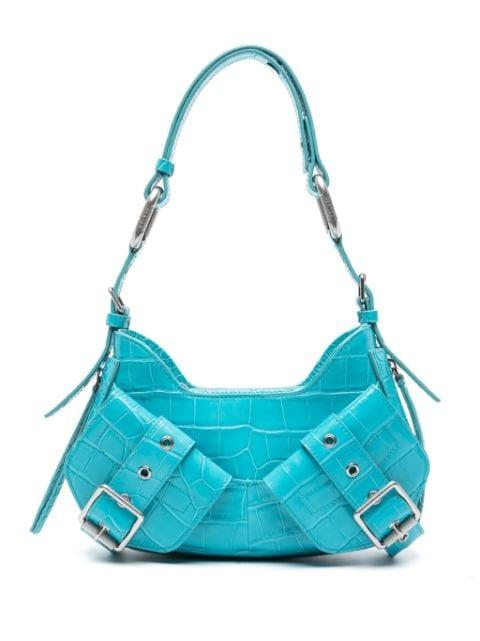 Y2K crocodile-embossed leather shoulder bag by BIASIA