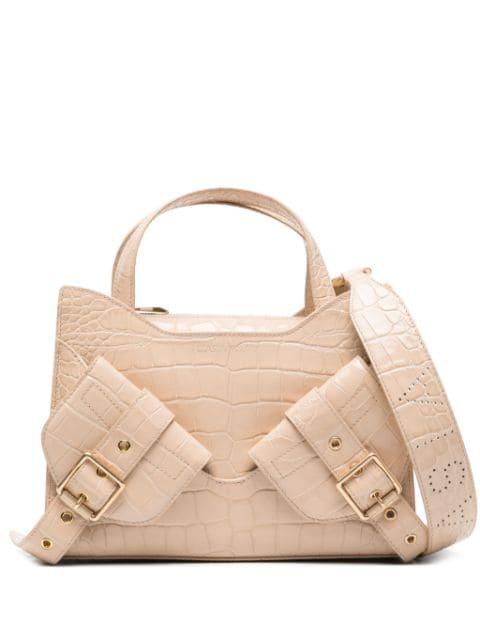 crocodile-embossed leather tote bag by BIASIA