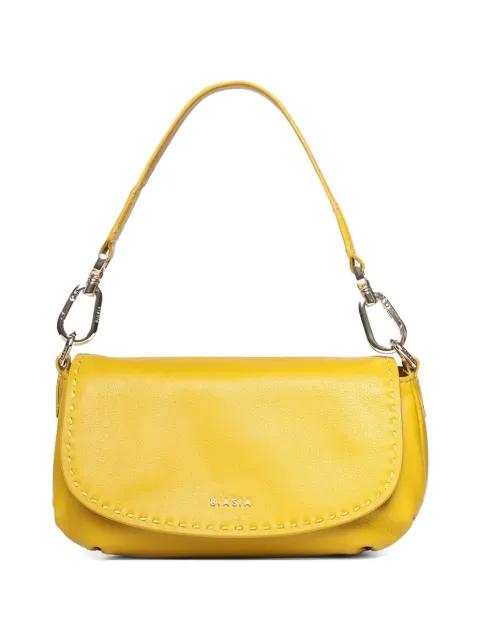 whipstitch-trim logo-plaque shoulder bag by BIASIA