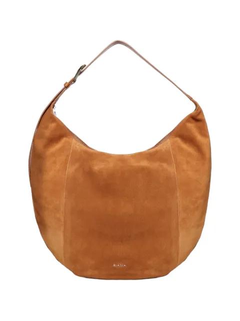 zip suede shoulder bag by BIASIA