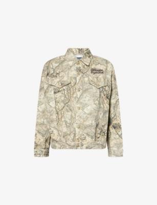 Diamond Graphic-Print Long-Sleeve Cotton Trucker Jacket by BILLIONAIRE BOYS CLUB