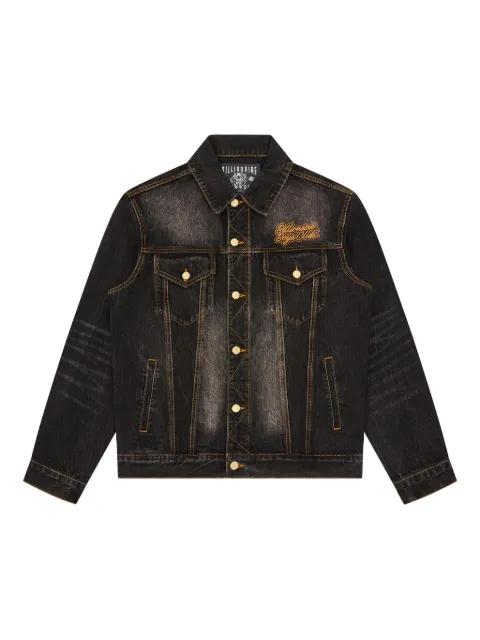 Script Cord Collar embroidered denim jacket by BILLIONAIRE BOYS CLUB