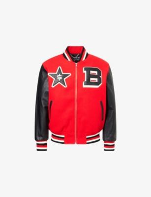 Varsity Leather-Sleeves Woven Jacket by BILLIONAIRE BOYS CLUB Varsity Leather-Sleeves Woven Jacket by BILLIONAIRE BOYS CLUB