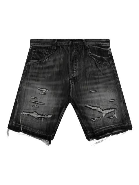 embroidered-patch frayed denim shorts by BILLIONAIRE BOYS CLUB