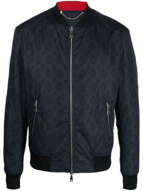 Crest monogram-print bomber jacket by BILLIONAIRE