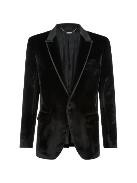 Elegant herringbone-pattern velvet blazer by BILLIONAIRE