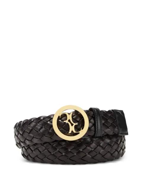 braided logo-buckle leather belt by BILLIONAIRE