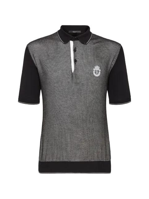 crest-embroidered knitted polo shirt by BILLIONAIRE