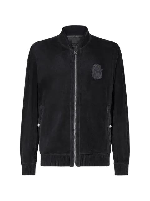 crest-patch leather jacket by BILLIONAIRE
