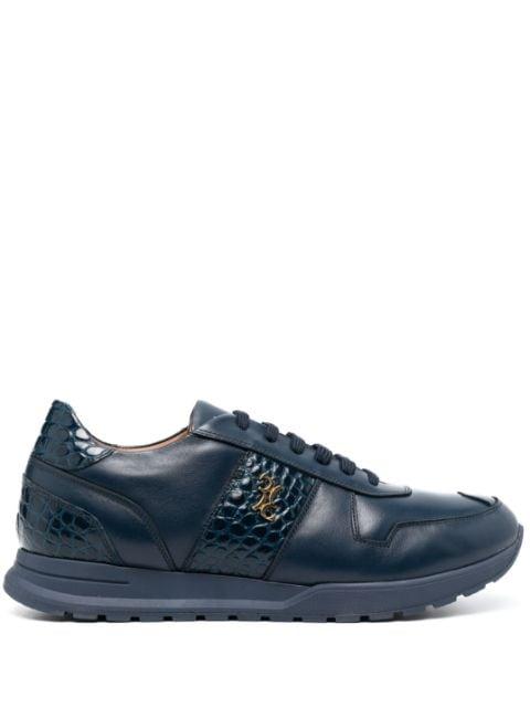 crocodile-effect logo-plaque leather sneakers by BILLIONAIRE