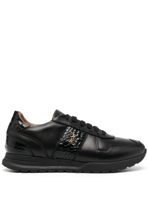 crocodile-effect logo-plaque leather sneakers by BILLIONAIRE