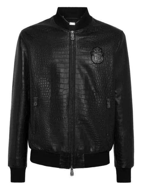 crocodile-effect zip-up bomber jacket by BILLIONAIRE