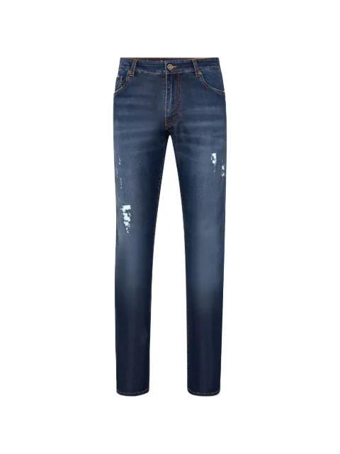 distressed-detailing straight-leg cotton trousers by BILLIONAIRE