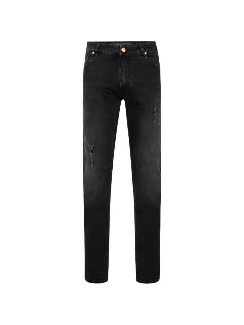 distressed-details straight-leg cotton trousers by BILLIONAIRE