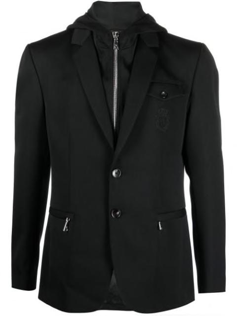 embroidered-crest hoodied blazer by BILLIONAIRE