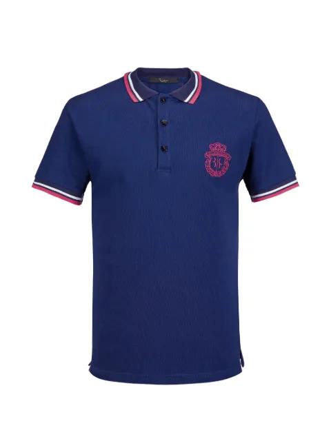 embroidered crest striped polo shirt by BILLIONAIRE