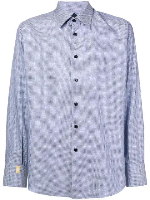 geometric patterned curved hem shirt by BILLIONAIRE