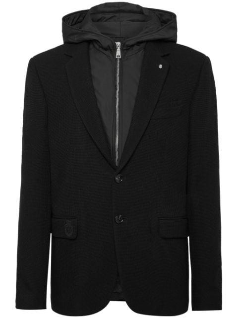 layered hoodie notch lapels blazer by BILLIONAIRE