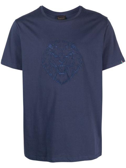 lion-embroidered cotton T-shirt by BILLIONAIRE