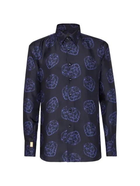 lion-print crystal-button shirt by BILLIONAIRE