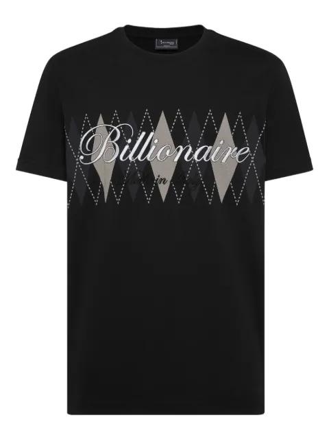 logo argyle-pattern T-shirt by BILLIONAIRE