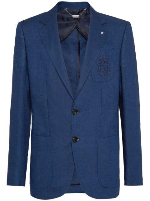 logo-embroidered linen blazer by BILLIONAIRE